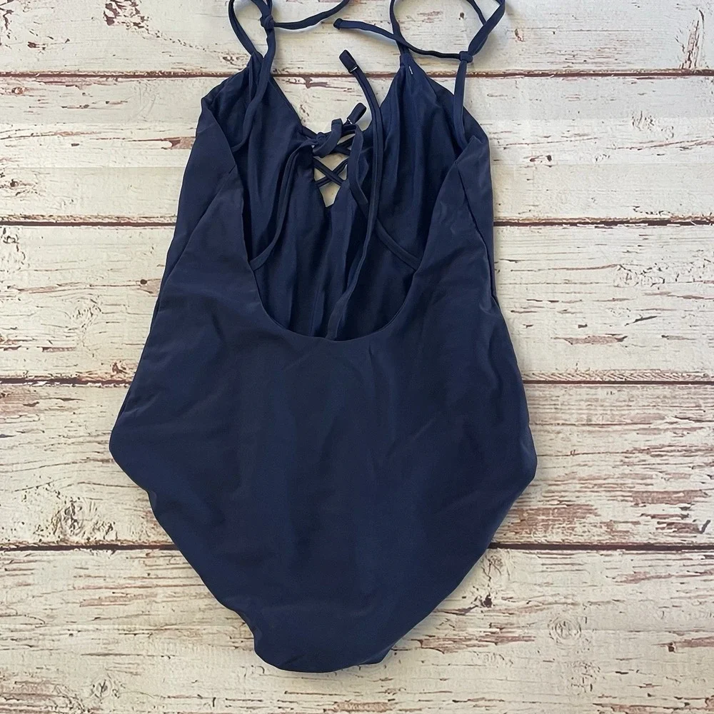 Nuyu NCAA California Golden Bears Criss Cross One Piece Swimsuit Navy Blue Small